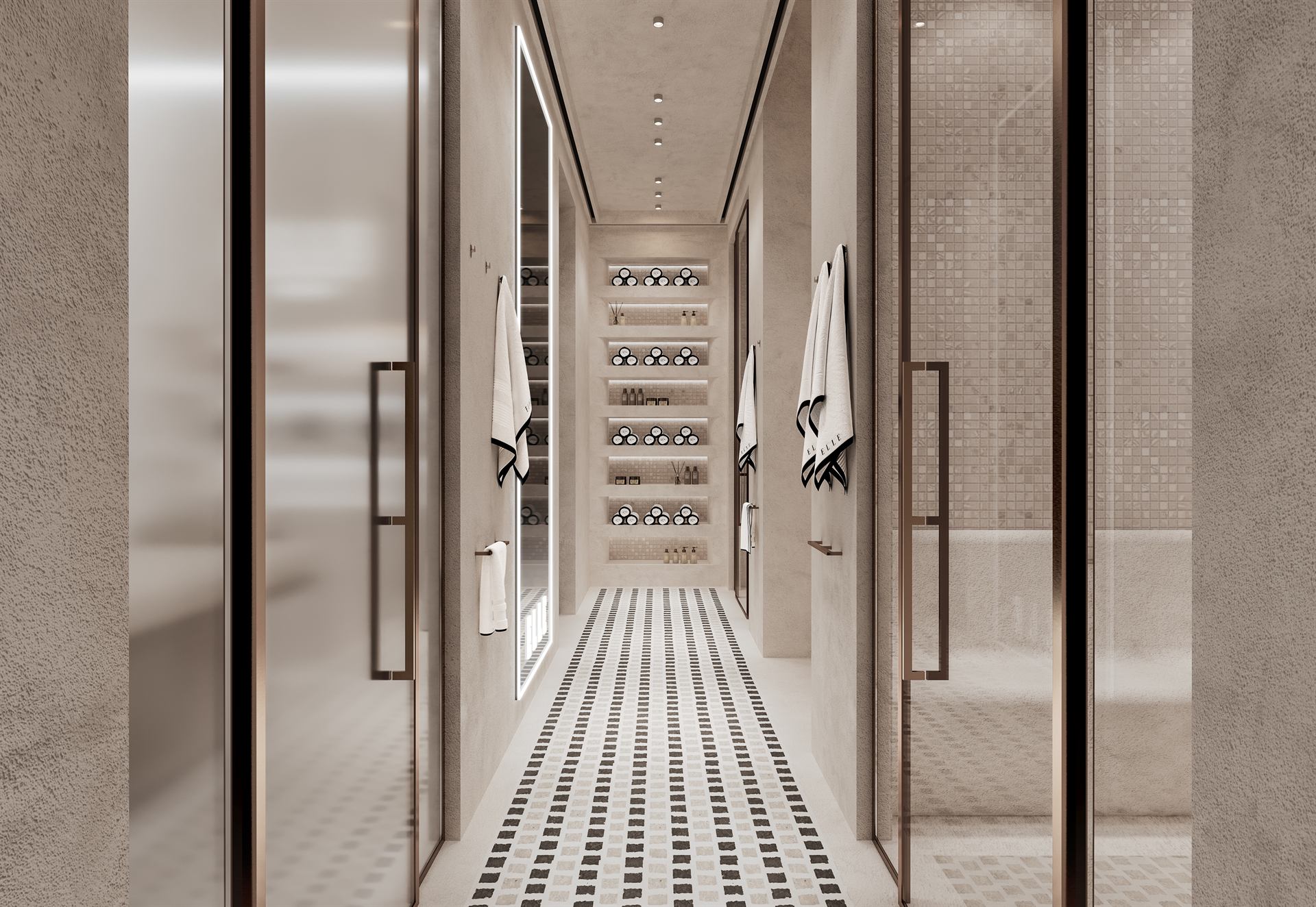 Spa hallway at ELLE Residences